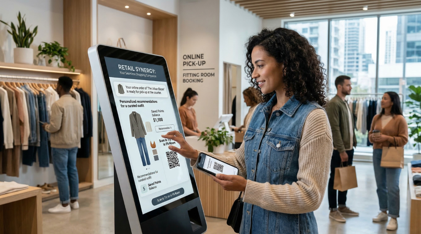 a young woman makes a purchase with the help of eCommerce Mobile App